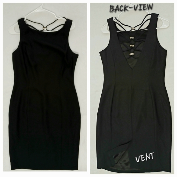 Vintage Black Cocktail Dress With cut-out jewel embellished back - Picture 6 of 9